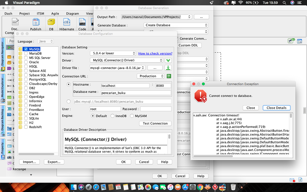 Cannot connect to database for mac how to discuss the visual paradigm