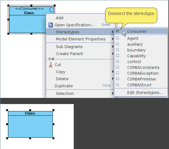 display stereotype under compinent name visual paradigm