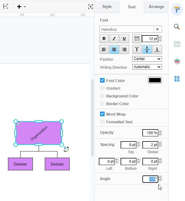 how to rotate text in visual paradigm