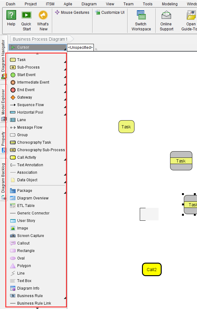 dependency is not on the diagram toolbar visual paradigm